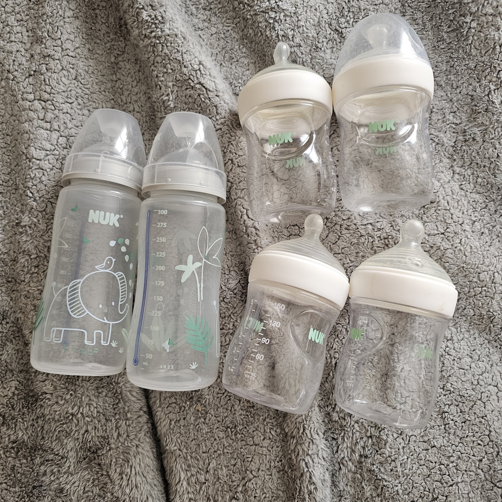 NUK Baby Bottle Set - White and Green 4Lrg 4SMall